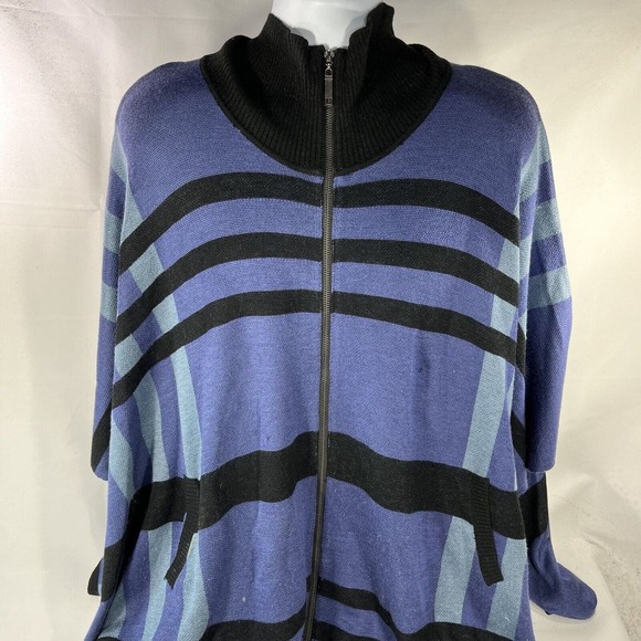 ONOT BRAND PONCHO FULL ZIP SWEATSHIRT ONE SIZE FITS MOST BLUE NWT NEW ACRYLIC - Picture 1 of 16